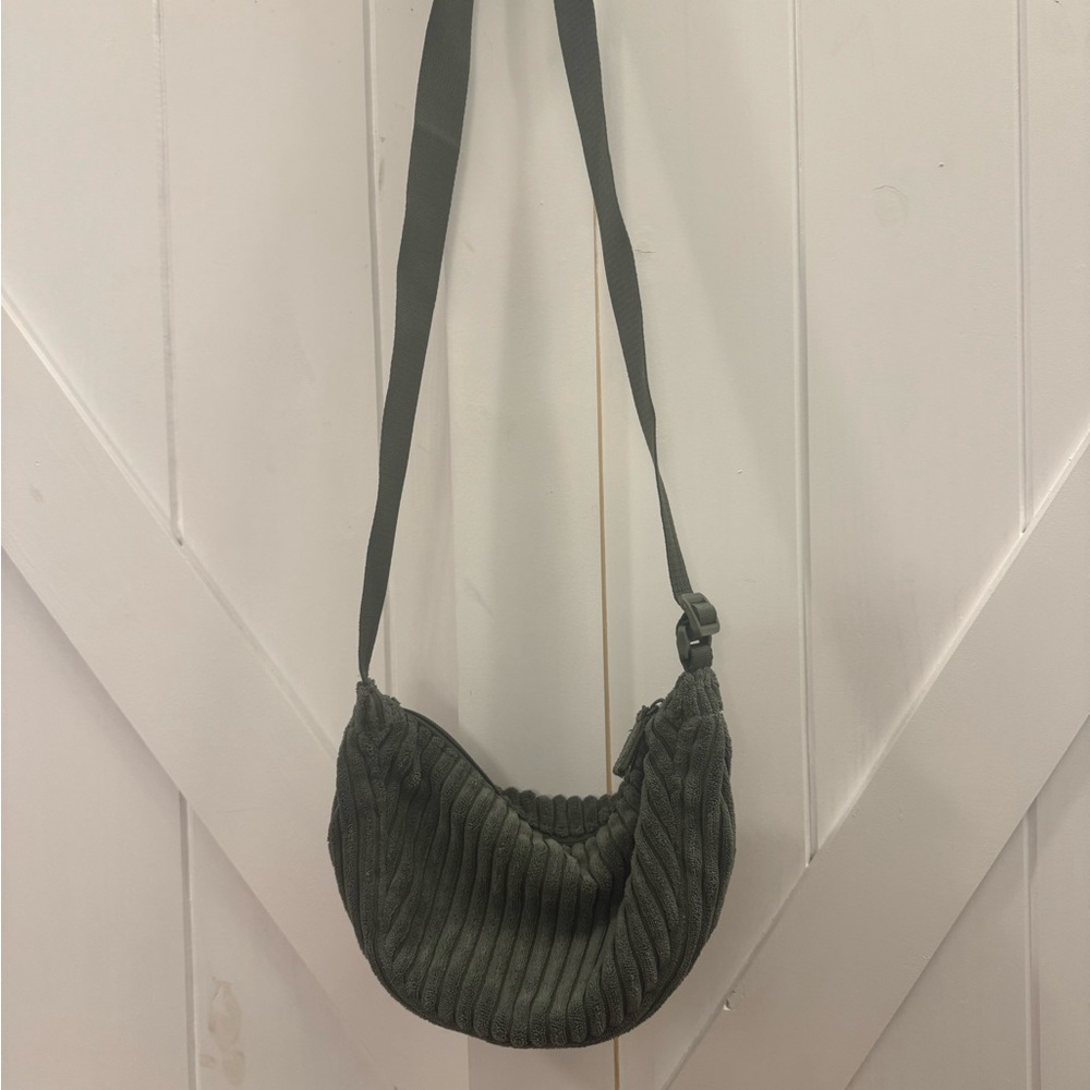 Corduroy Dark Green Hobo Crossbody Bag
